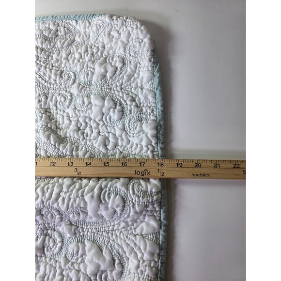 TAHARI White + Green Textured Quilted Cotton STANDARD Pillow Shams (2 Colors) - Picture 7 of 10